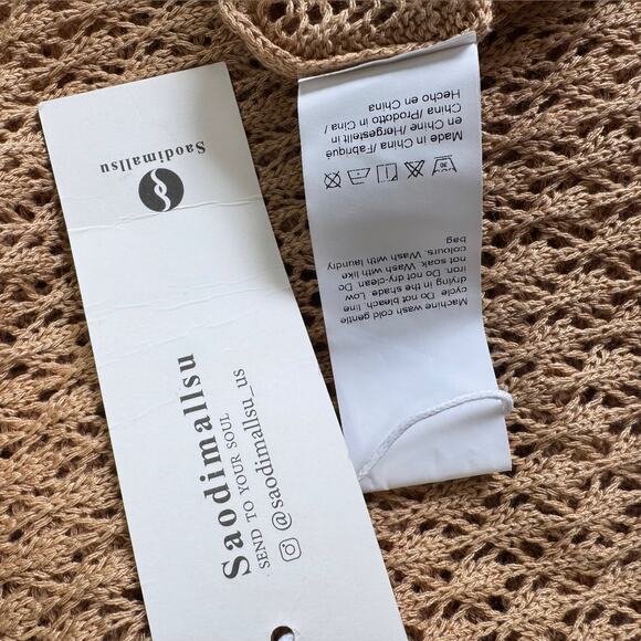 Saodimallsu Brown Long Flare Sleeve Maxi Length Crochet Cover Up Size X-large - Picture 6 of 7